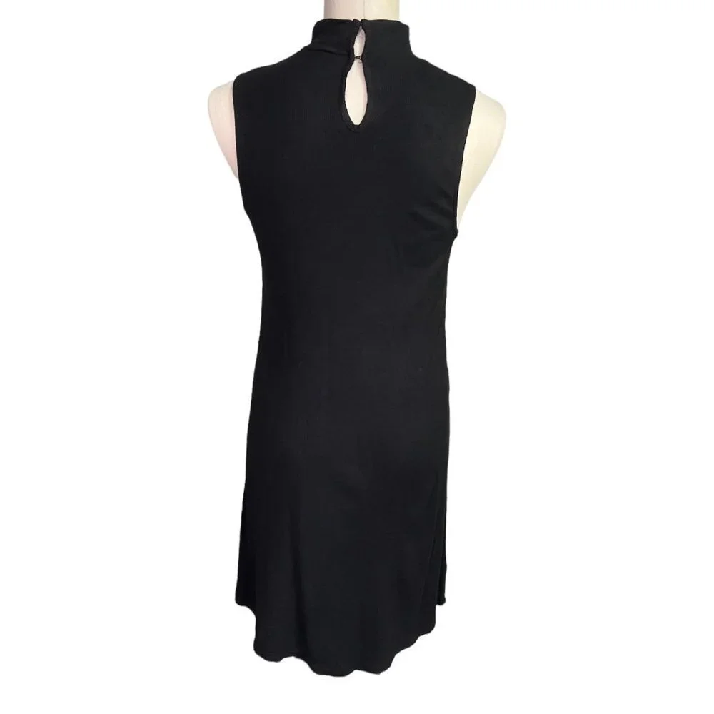 NWT Bebe Rhinestone Spell Out Dress Black Ribbed Size Medium - Picture 3 of 5